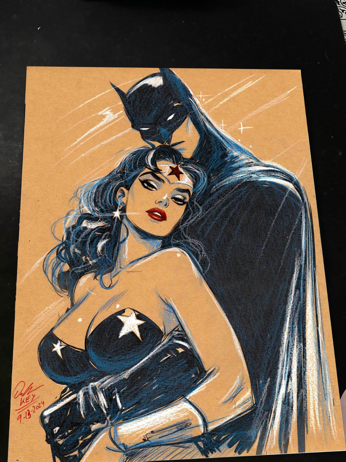 Batman & Wonder Woman Art Print Signed 8.5x11 | Art by Keyeske