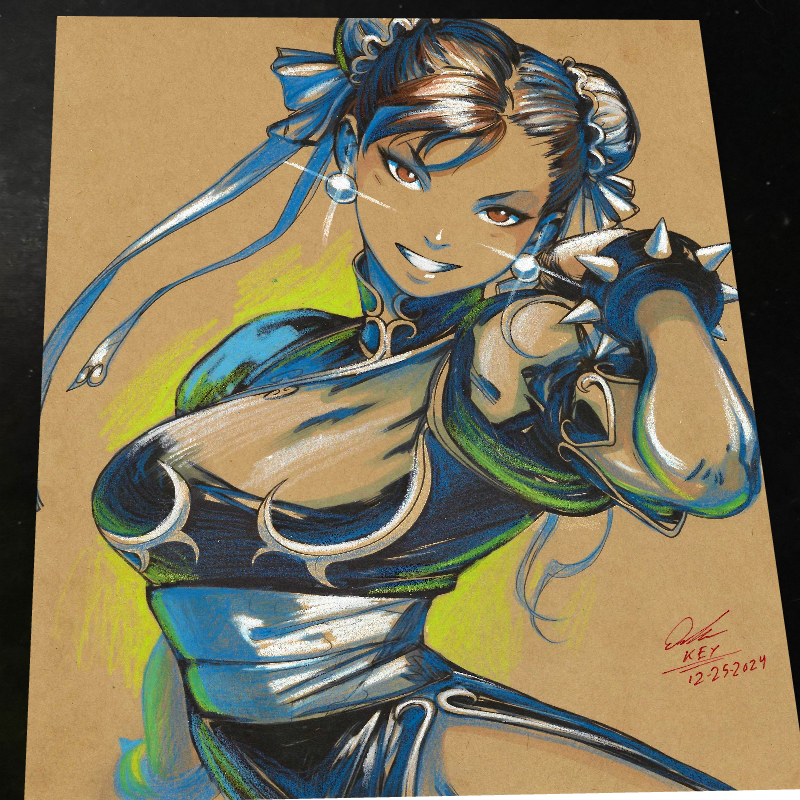 Chun Li Street Fighter Art Print Signed 8.5x11 | Art by Keyeske