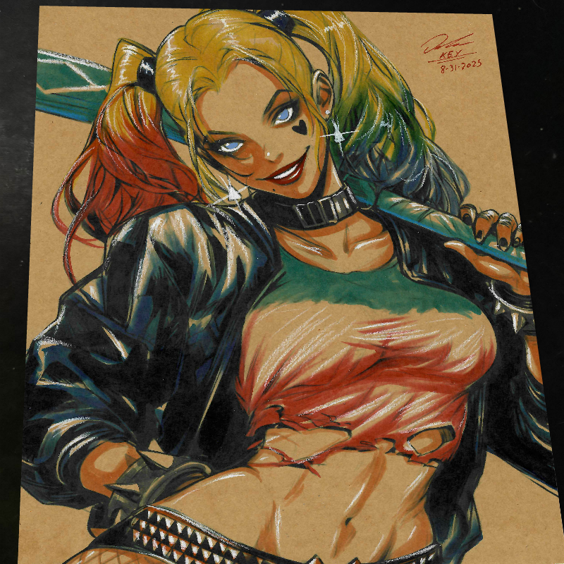 Harley Quinn Print Signed 8.5x11 | Art by Keyeske