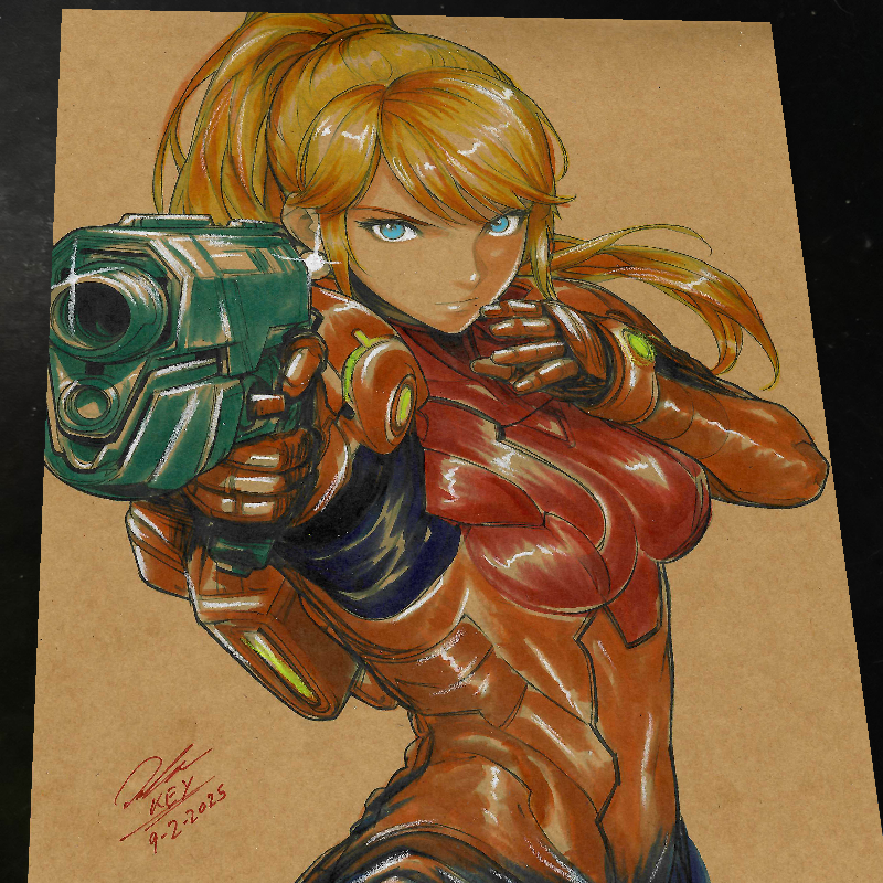 Zero Suit Samus Aran Super Metroid Art Print Signed 8.5x11 | Art by Keyeske