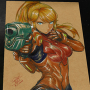 Zero Suit Samus Aran Super Metroid - Marvel art print by Keyeske