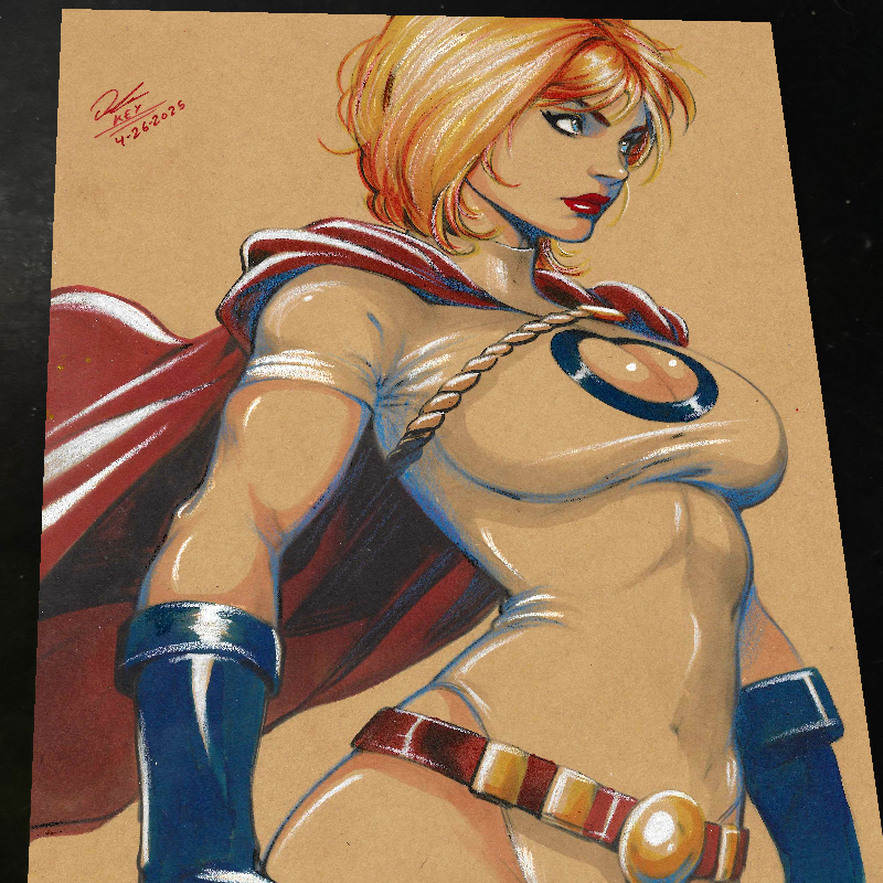 Power Girl Art Print Signed 8.5x11 | Art by Keyeske