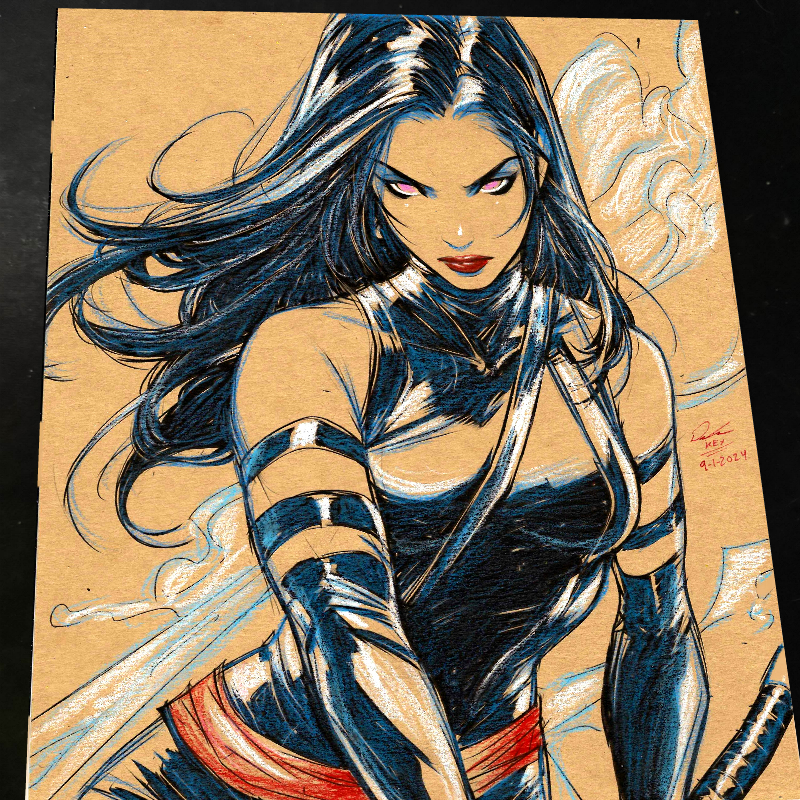 Psylocke Art Print Signed 8.5x11 | Art by Keyeske