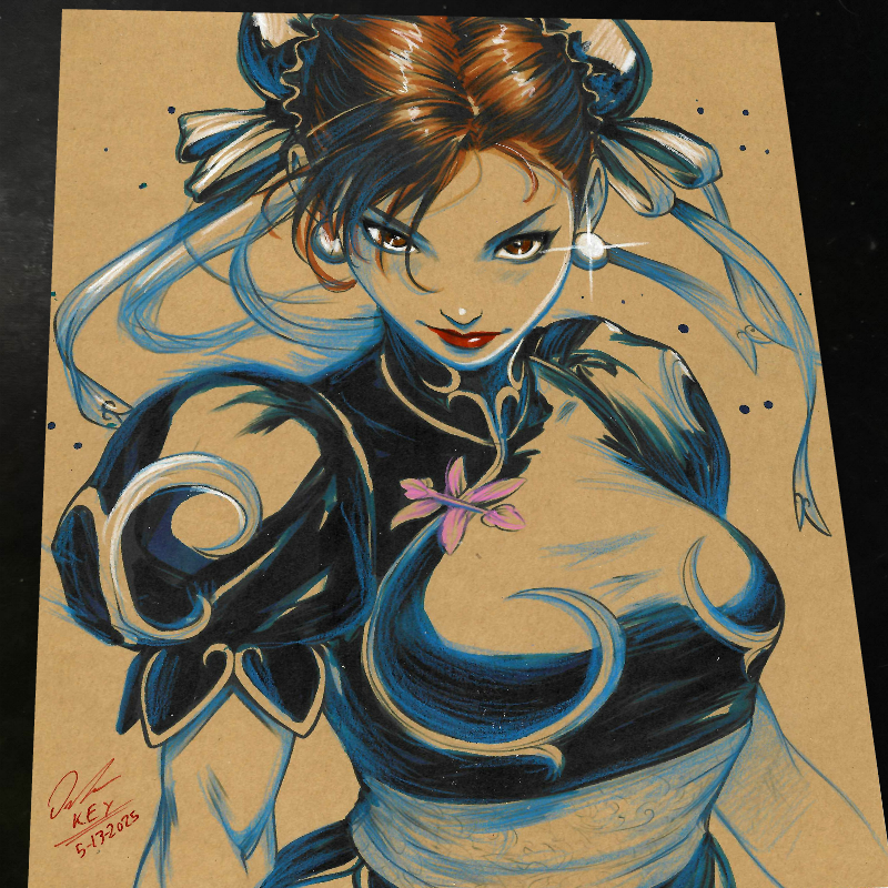 Chun Li Street Fighter Art Print Signed 8.5x11 | Art by Keyeske