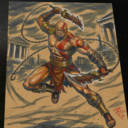 Kratos God of War Art Print Signed 8.5x11 | Art by Keyeske