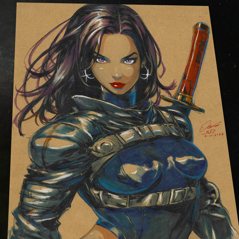 Psylocke Art Print Signed 8.5x11 | Art by Keyeske