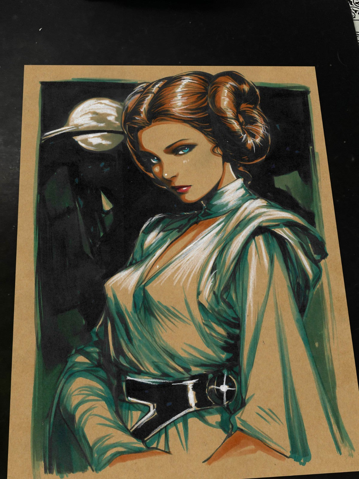 Princess Leia Art Print Signed 8.5x11 | Art by Keyeske