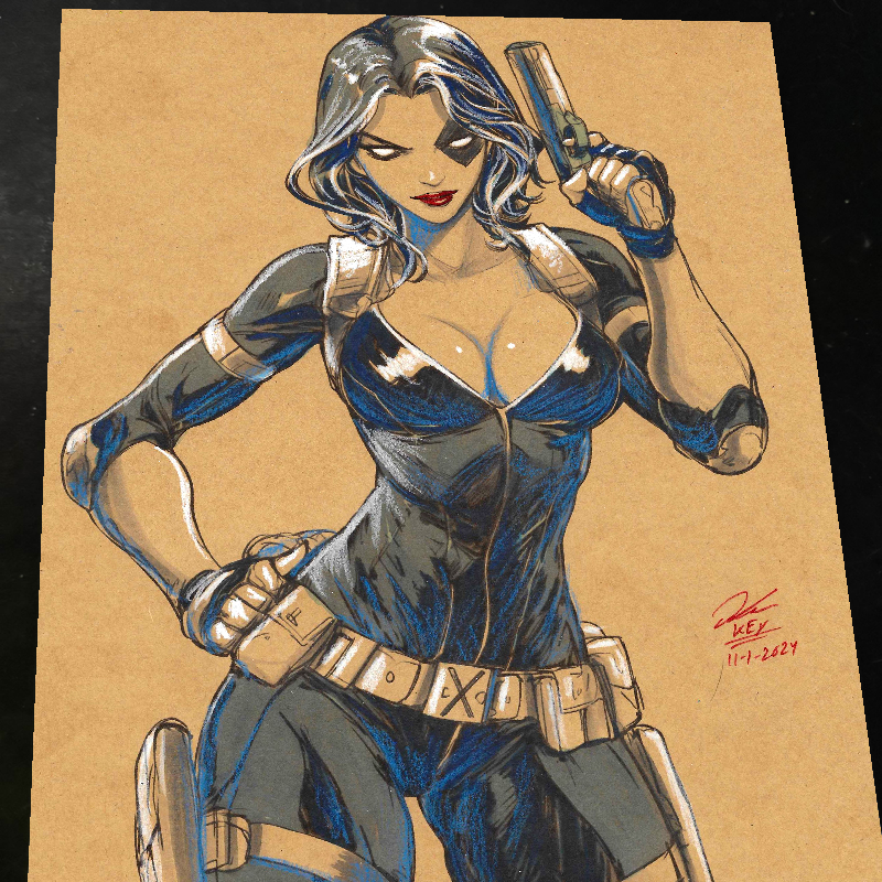 Domino X-Men Art Print Signed 8.5x11 | Art by Keyeske