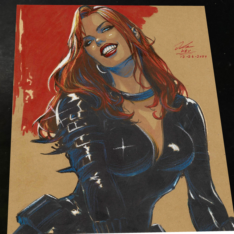 Black Widow Art Print Signed 8.5x11 | Art by Keyeske