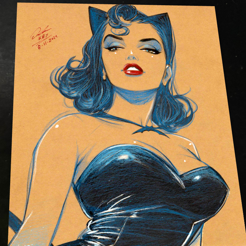 Catwoman Art Print Signed 8.5x11 | Art by Keyeske