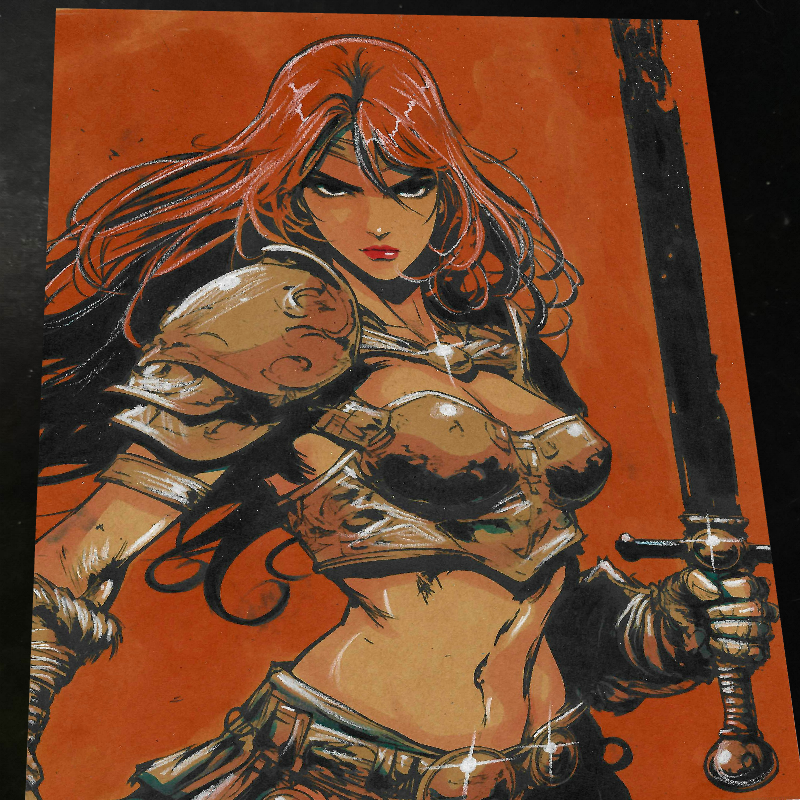 Red Sonja Art Print Signed 8.5x11 | Art by Keyeske