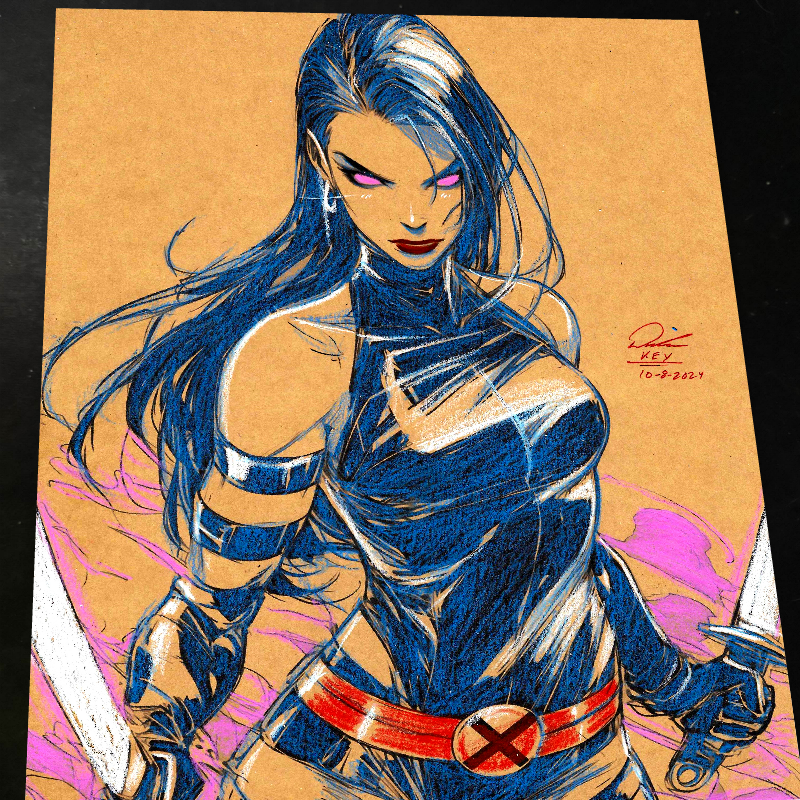 Psylocke Art Print Signed 8.5x11 | Art by Keyeske