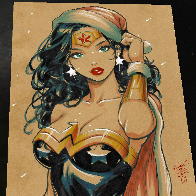 Wonder Woman Art Print Signed 8.5x11 | Art by Keyeske