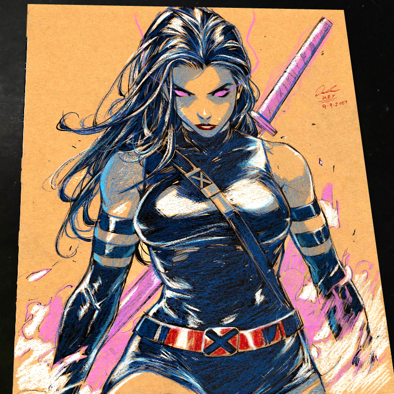 Psylocke Art Print Signed 8.5x11 | Art by Keyeske