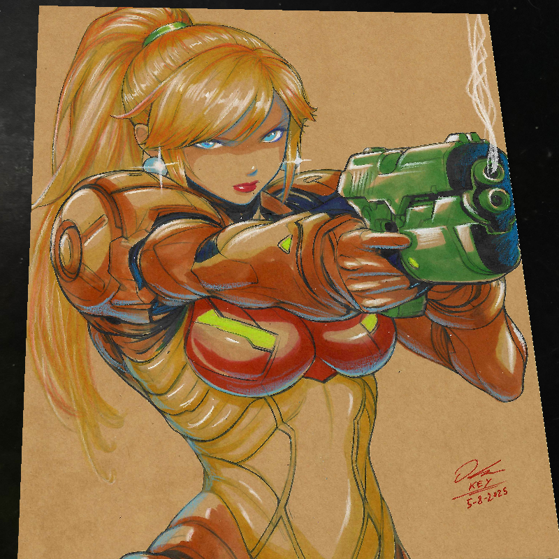 Zero Suit Samus Aran Super Metroid Art Print Signed 8.5x11 | Art by Keyeske