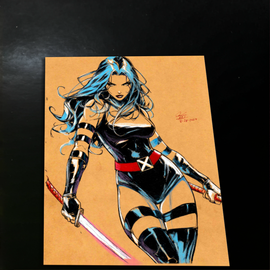 Psylocke Art Print Signed 8.5x11 | Art by Keyeske