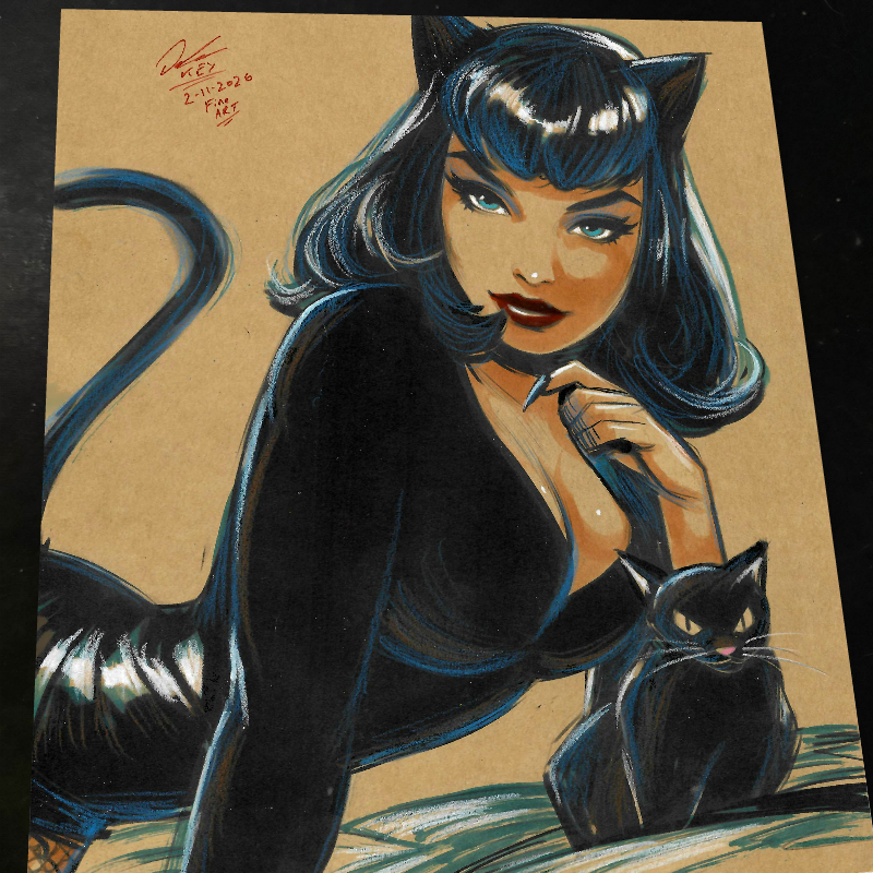 Catwoman Art Print Signed 8.5x11 | Art by Keyeske