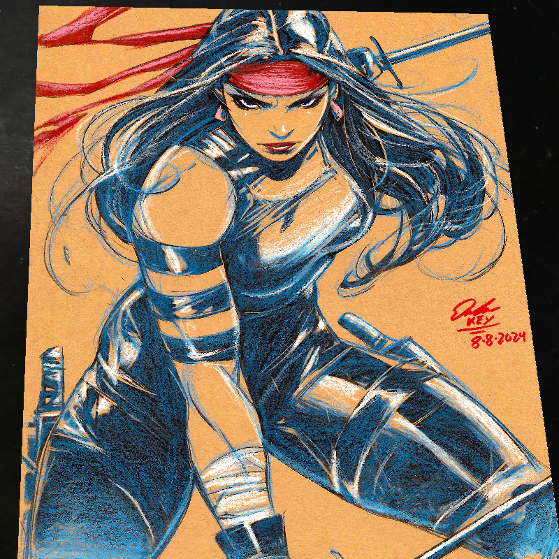Elektra Art Print Signed 8.5x11 | Art by Keyeske