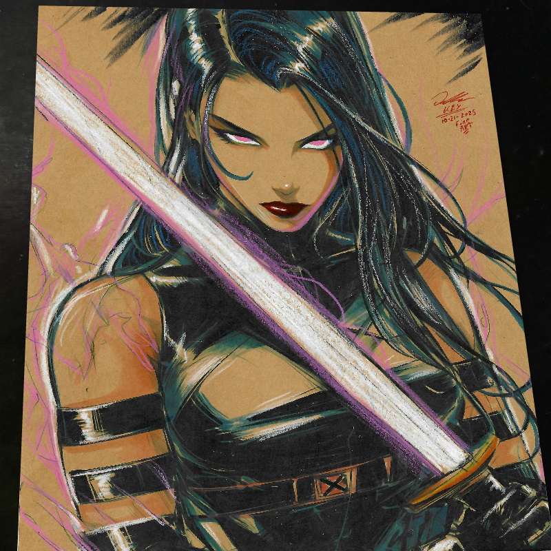 Psylocke Art Print Signed 8.5x11 | Art by Keyeske