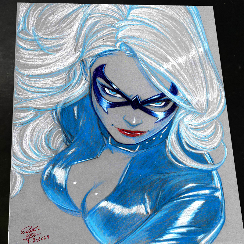 Black Cat Art Print Signed 8.5x11 | Art by Keyeske