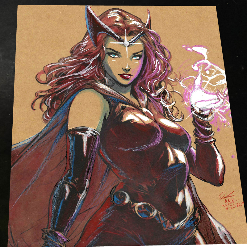 Scarlet Witch Art Print Signed 8.5x11 | Art by Keyeske