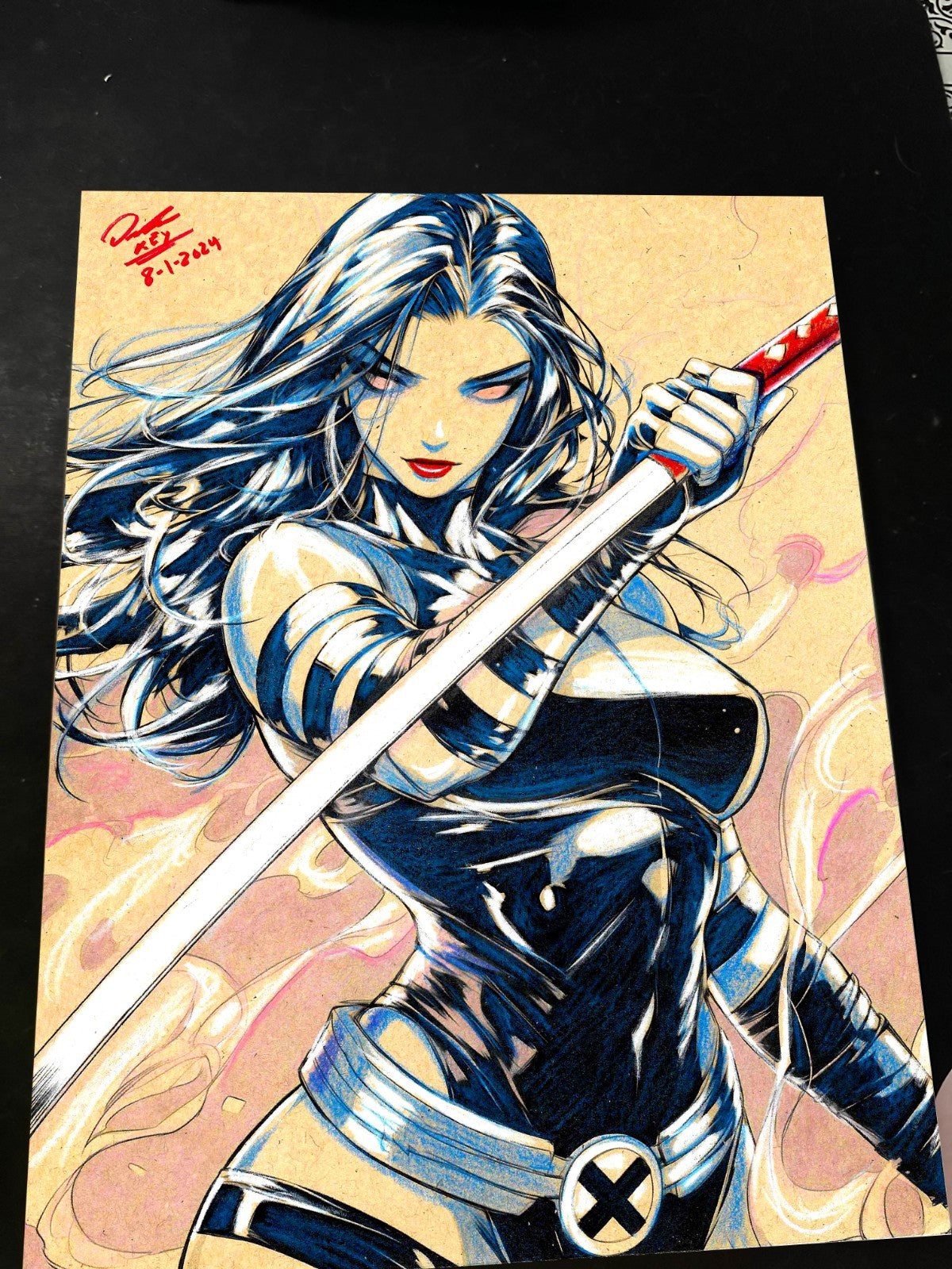 Psylocke Art Print Signed 8.5x11 | Art by Keyeske