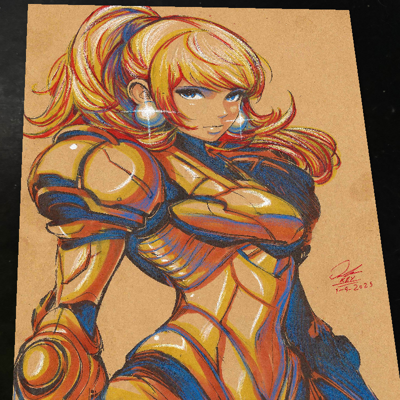 Zero Suit Samus Aran Super Metroid - Marvel art print by Keyeske