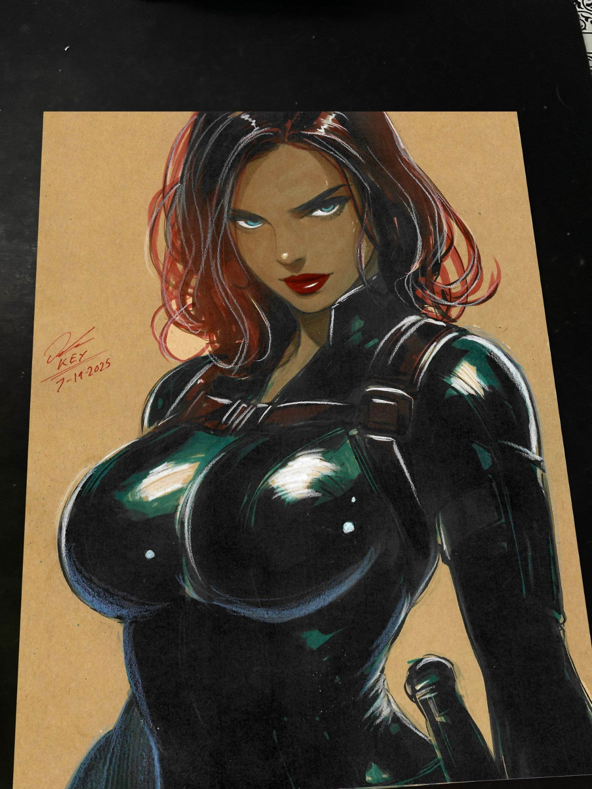Black Widow Art Print Signed 8.5x11 | Art by Keyeske