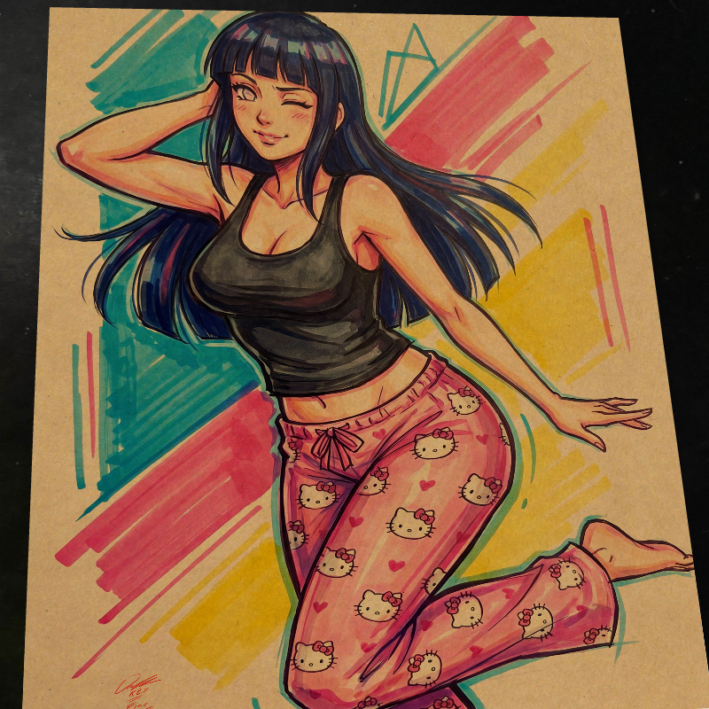Hinata Hyuga Naruto Art Print Signed 8.5x11 | Art by Keyeske