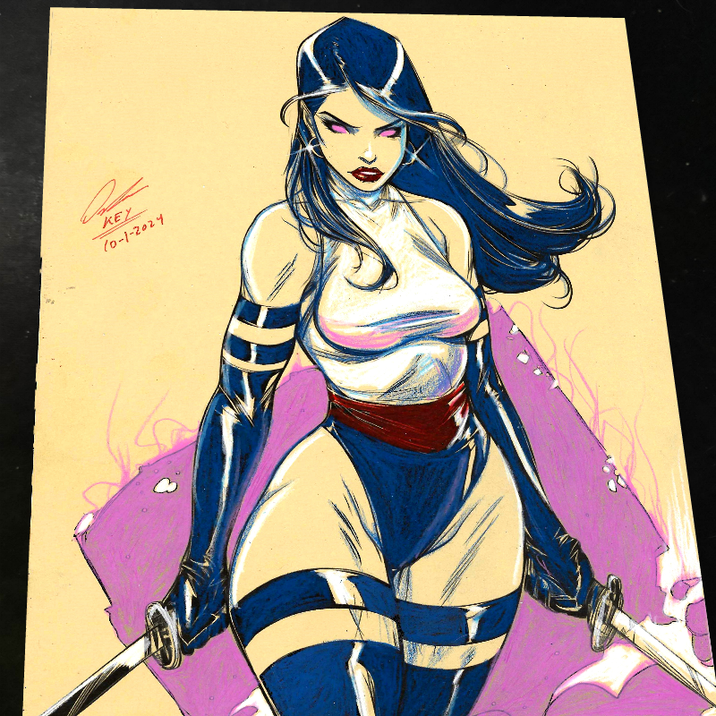 Psylocke Art Print Signed 8.5x11 | Art by Keyeske
