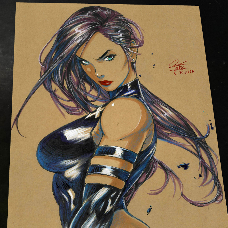 Psylocke Art Print Signed 8.5x11 | Art by Keyeske