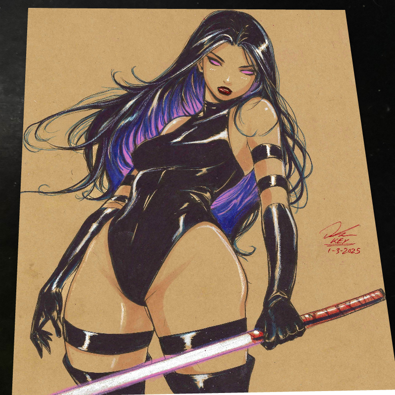 Psylocke Art Print Signed 8.5x11 | Art by Keyeske