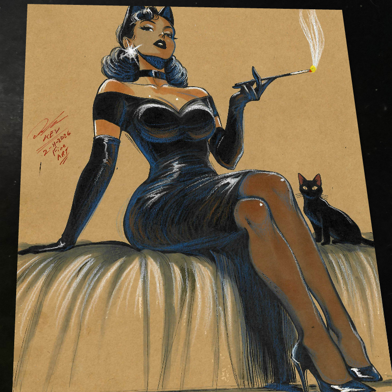 Catwoman Art Print Signed 8.5x11 | Art by Keyeske