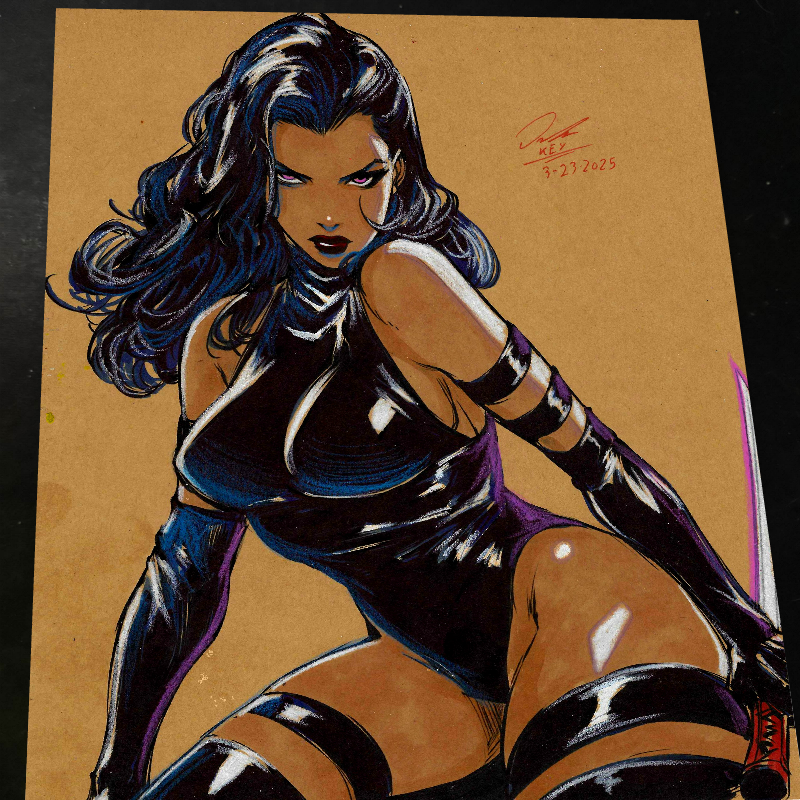 Psylocke Art Print Signed 8.5x11 | Art by Keyeske