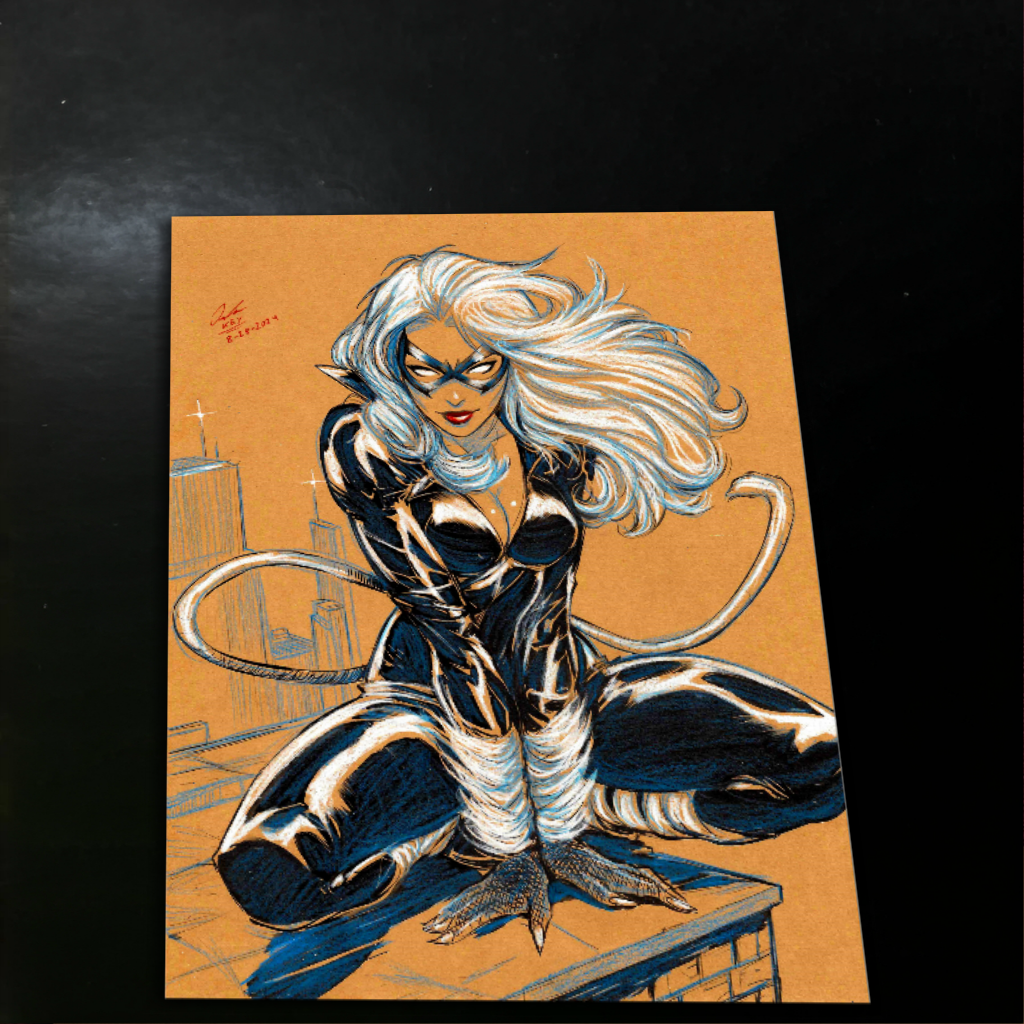 Black Cat Art Print Signed 8.5x11 | Art by Keyeske