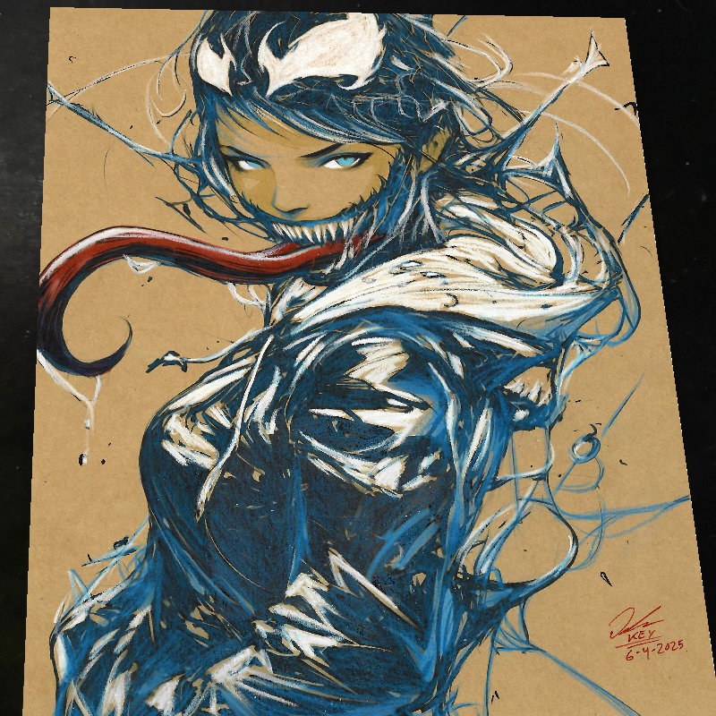 Mary Jane x Venom Art Print Signed 8.5x11 | Art by Keyeske