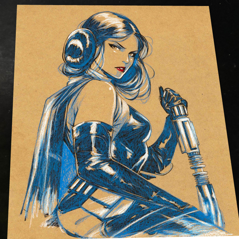 Princess Leia Art Print Signed 8.5x11 | Art by Keyeske