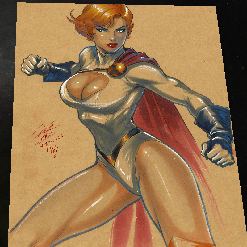 Power Girl Art Print Signed 8.5x11 | Art by Keyeske