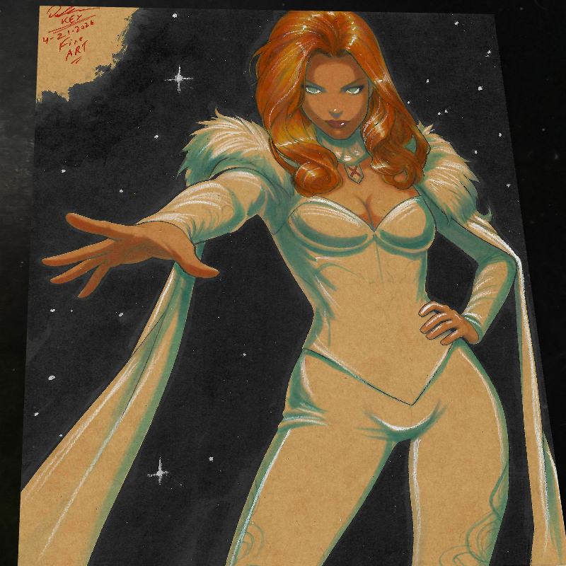 Emma Frost X-Men Art Print Signed 8.5x11 | Art by Keyeske