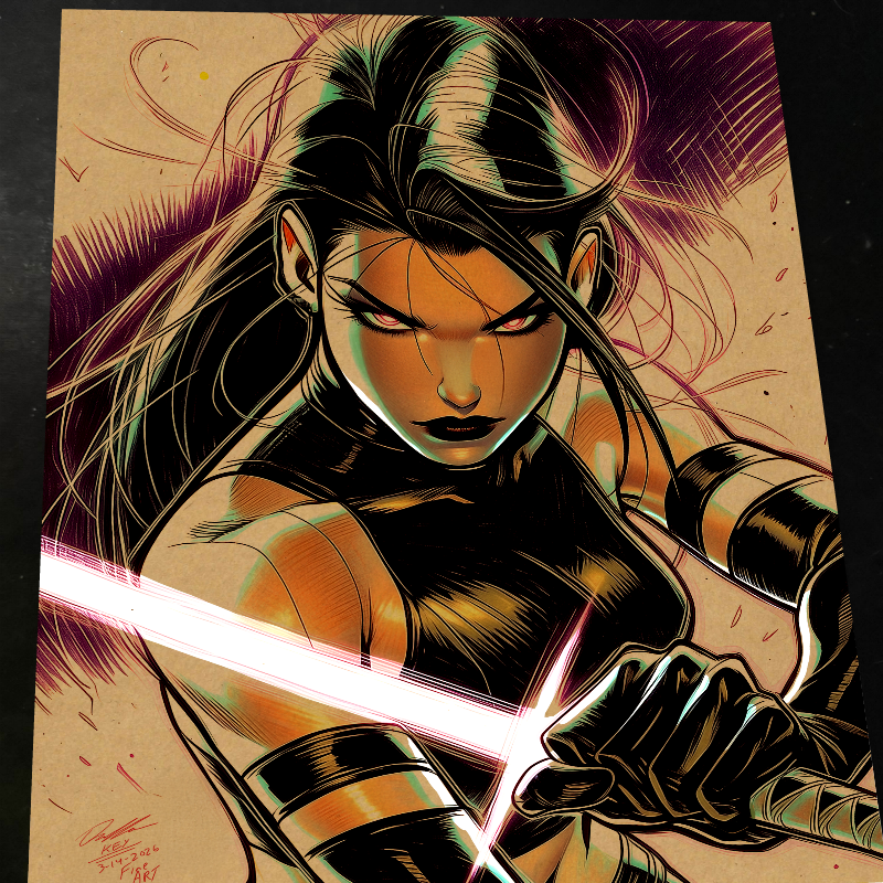 Psylocke Art Print Signed 8.5x11 | Art by Keyeske