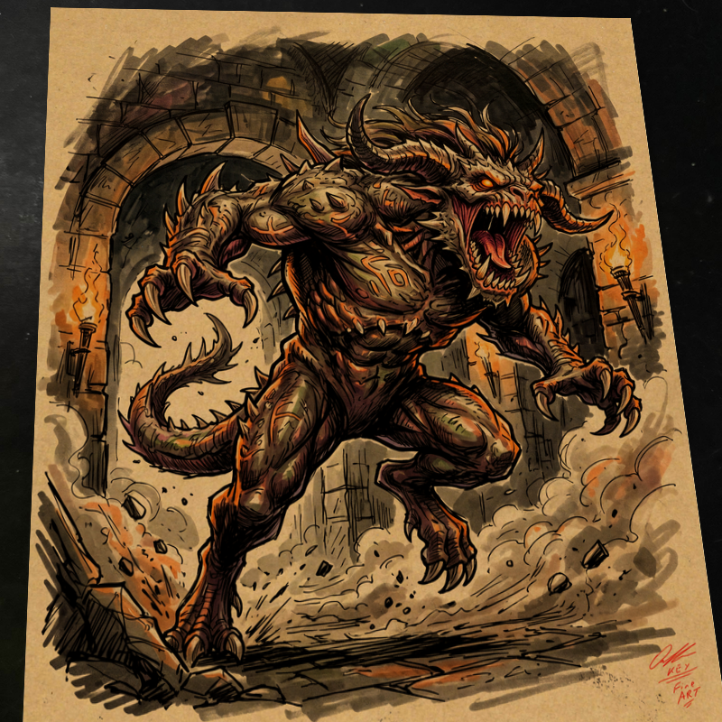 Monster Original Art Print Signed 8.5x11 | Art by Keyeske