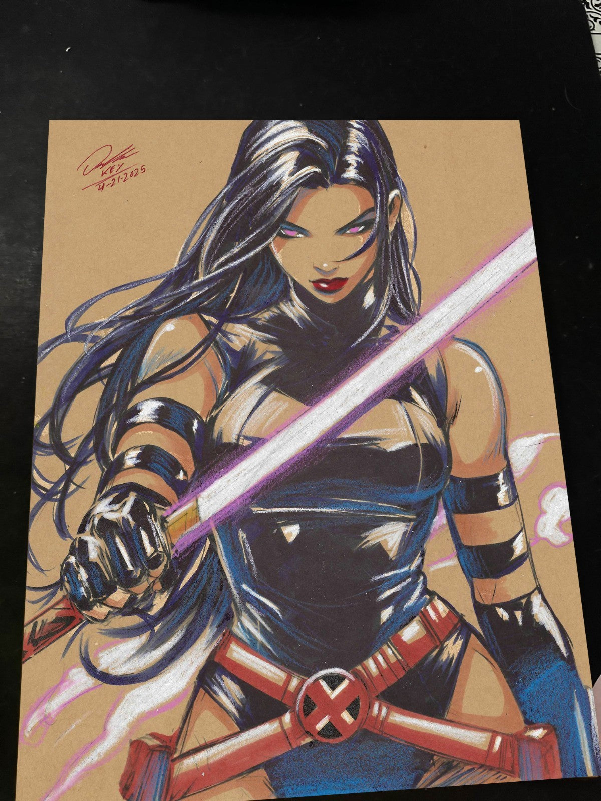 Psylocke Art Print Signed 8.5x11 | Art by Keyeske