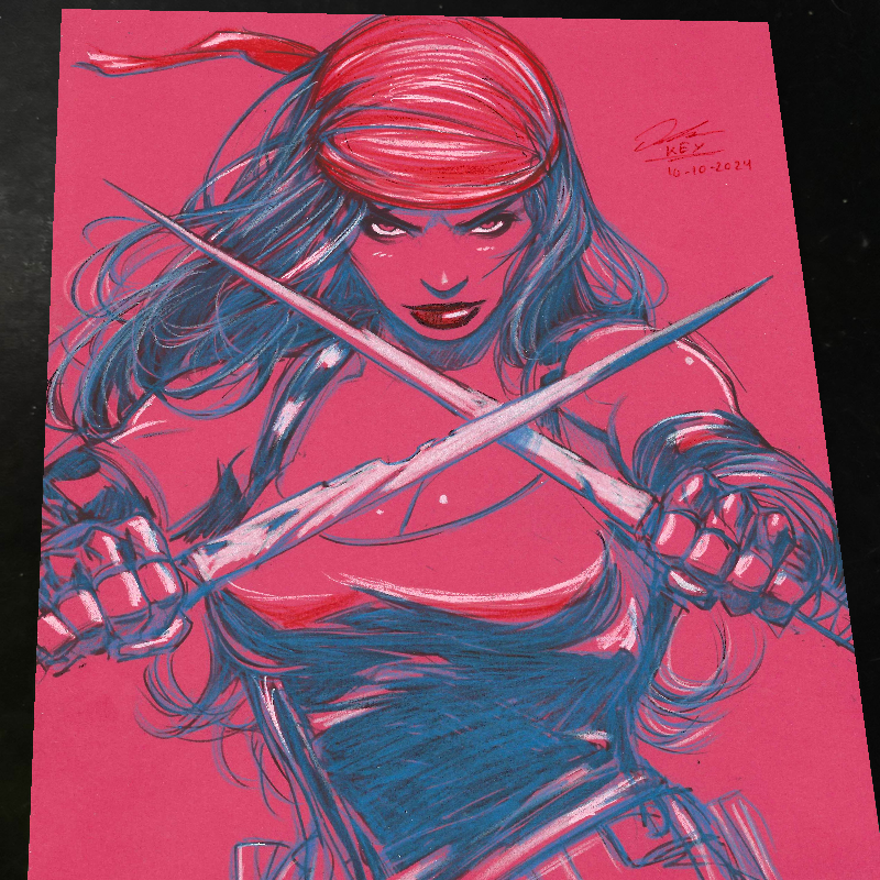Elektra Art Print Signed 8.5x11 | Art by Keyeske