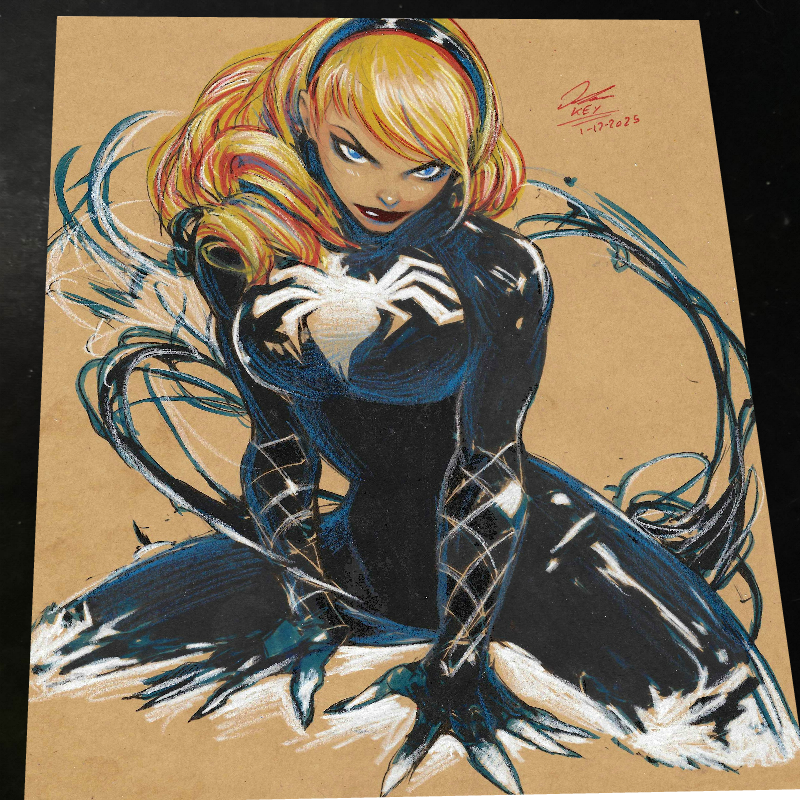 Gwen Stacy x Venom Art Print Signed 8.5x11 | Art by Keyeske