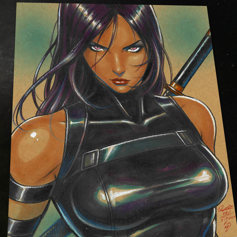 Psylocke Art Print Signed 8.5x11 | Art by Keyeske