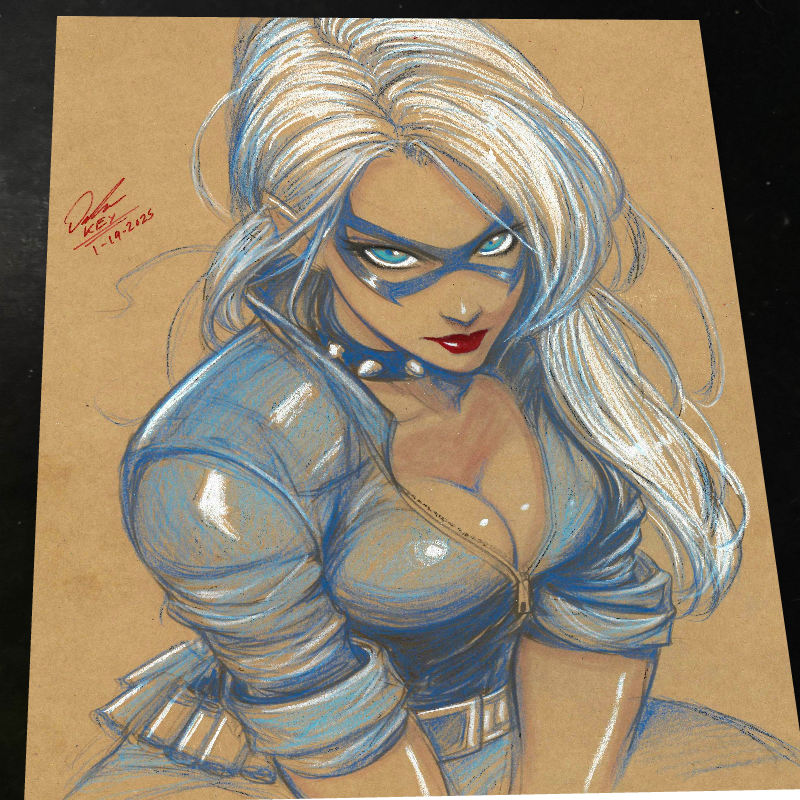 Black Cat Art Print Signed 8.5x11 | Art by Keyeske