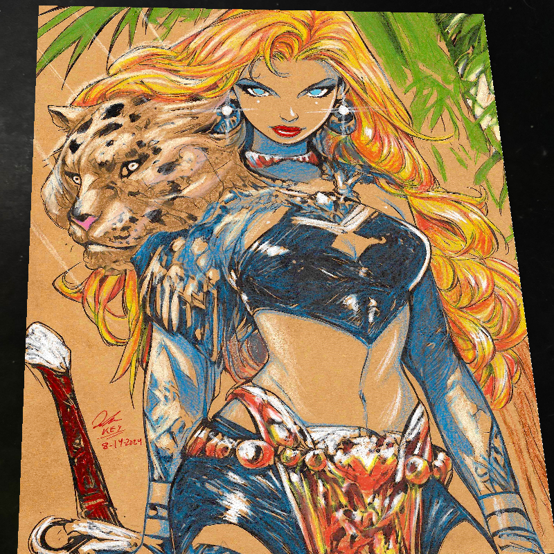 Jungle Girl Art Print Signed 8.5x11 | Art by Keyeske