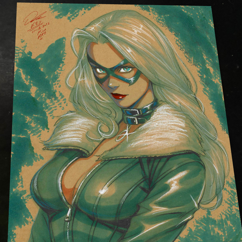 Black Cat Art Print Signed 8.5x11 | Art by Keyeske