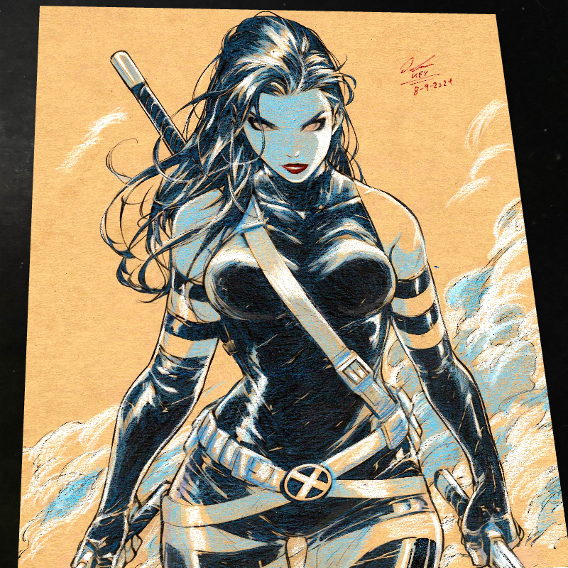 Psylocke Art Print Signed 8.5x11 | Art by Keyeske