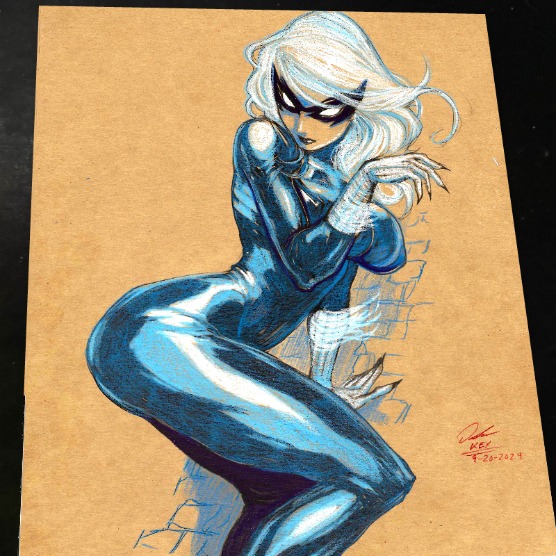 Black Cat Art Print Signed 8.5x11 | Art by Keyeske